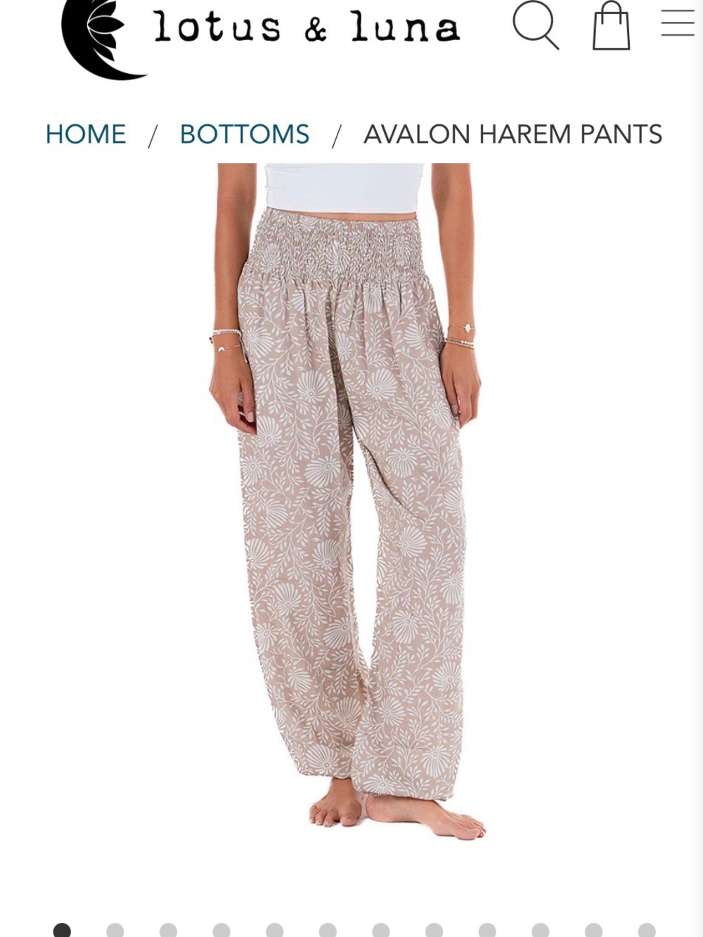 Lotus & Luna Avalon Harem Pants in Beige Floral